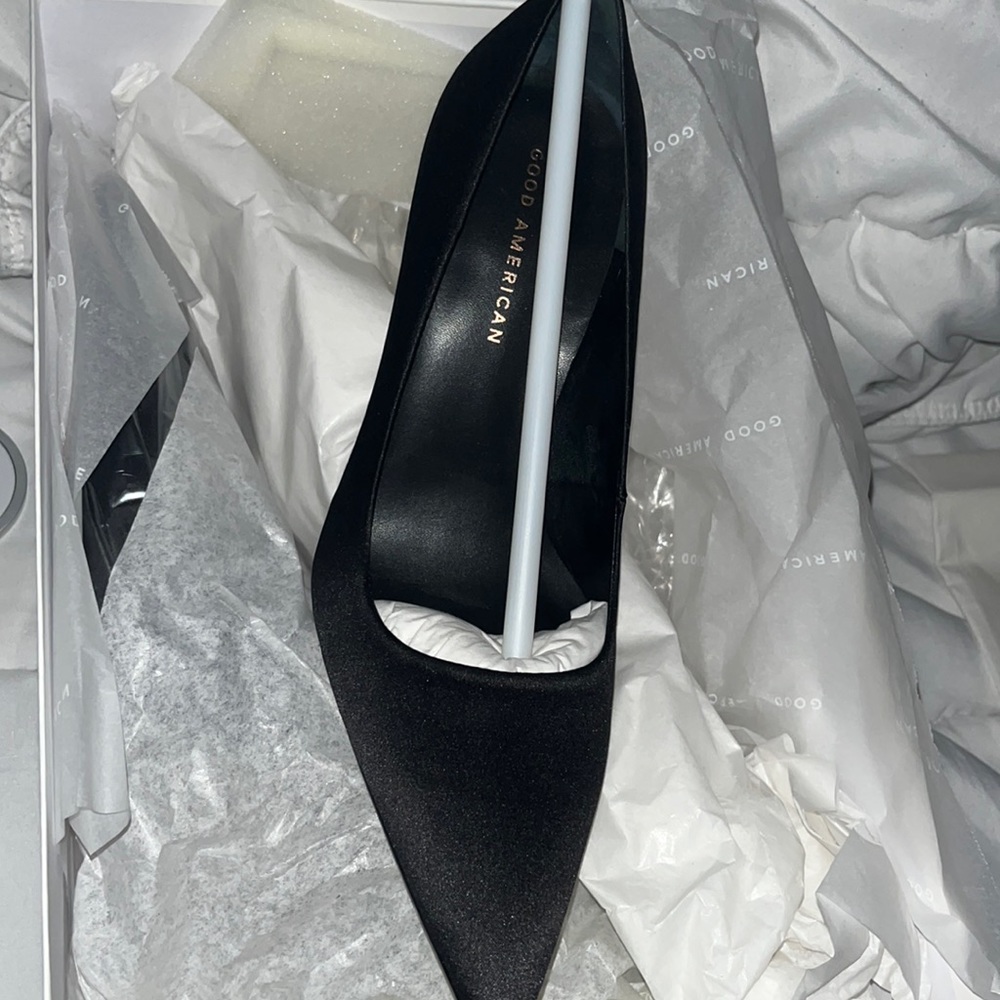 Good American Satin Black heels - Size 8
